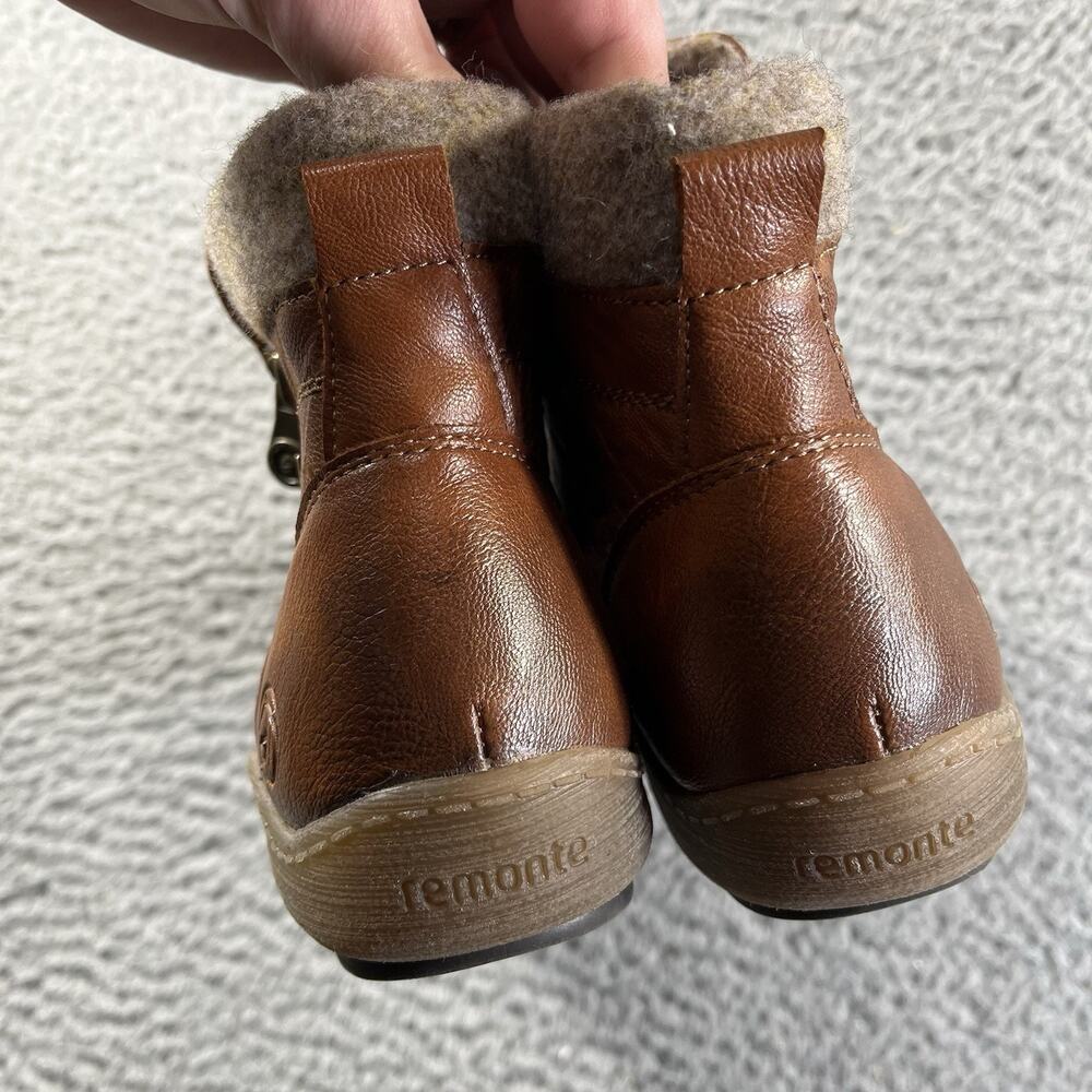Remonte Tex Boots 41 US 9.5-10 Brown Leather Wool Lined Ankle Bootie Rieker - Picture 4 of 9